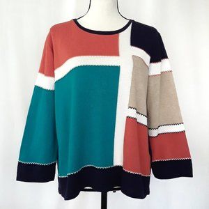 Alfred Dunner Retro Mod Color Black Baggy Sweater